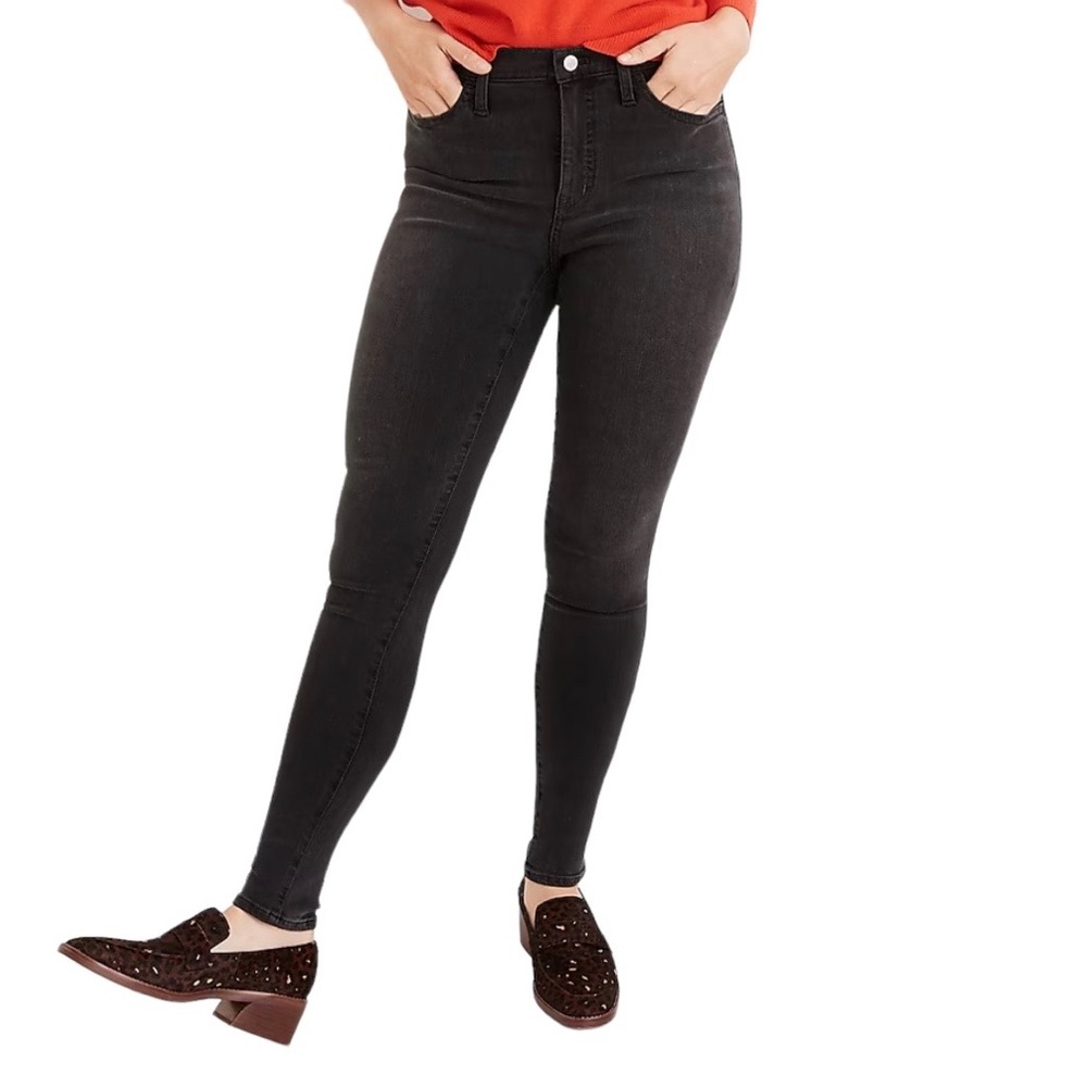 Madewell Tall Curvy High Rise Skinny Jeans Dark Black Wash - 35T